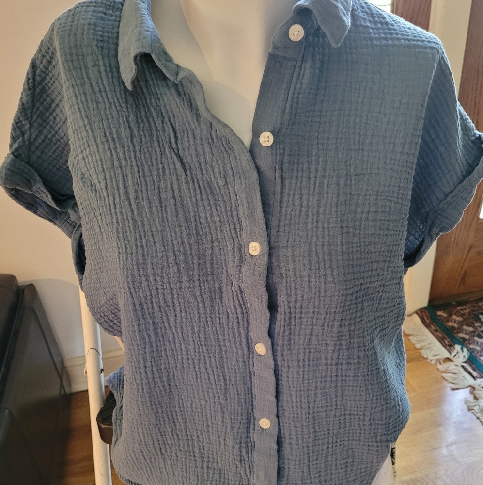 Jessica Simpson Slate Blue Textured Top